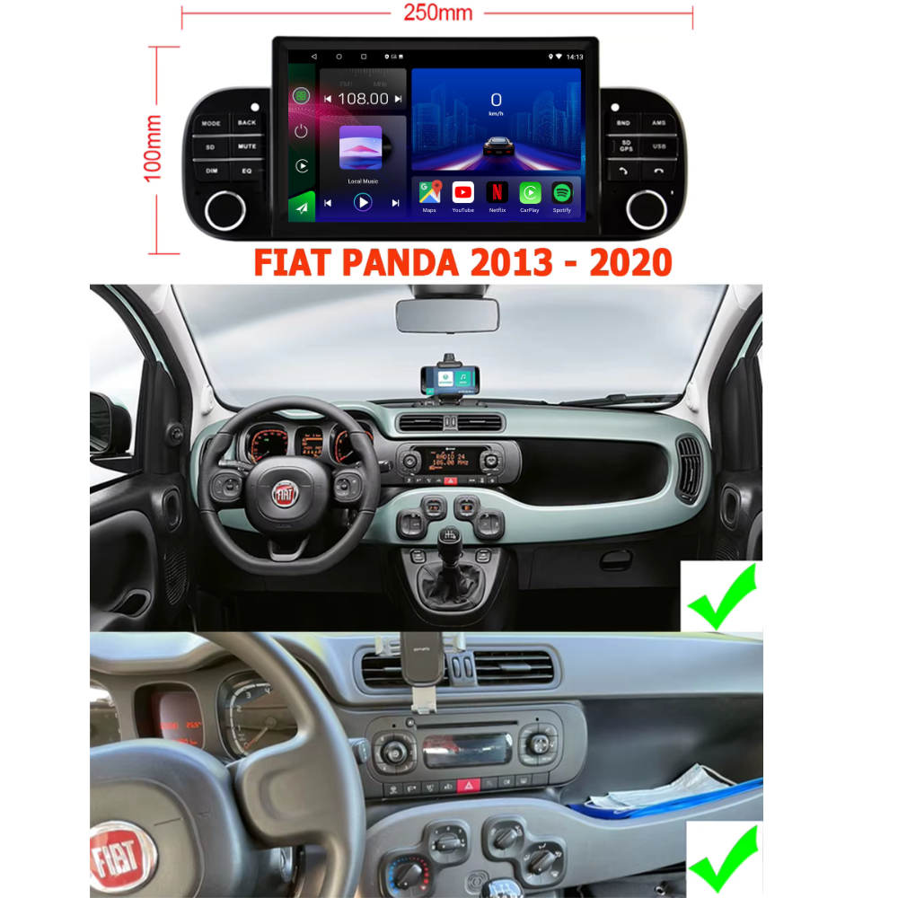 FIAT Panda | 2013-2020 | Android 13 Autoradio | Apple CarPlay | Android Auto - SuonoAuto