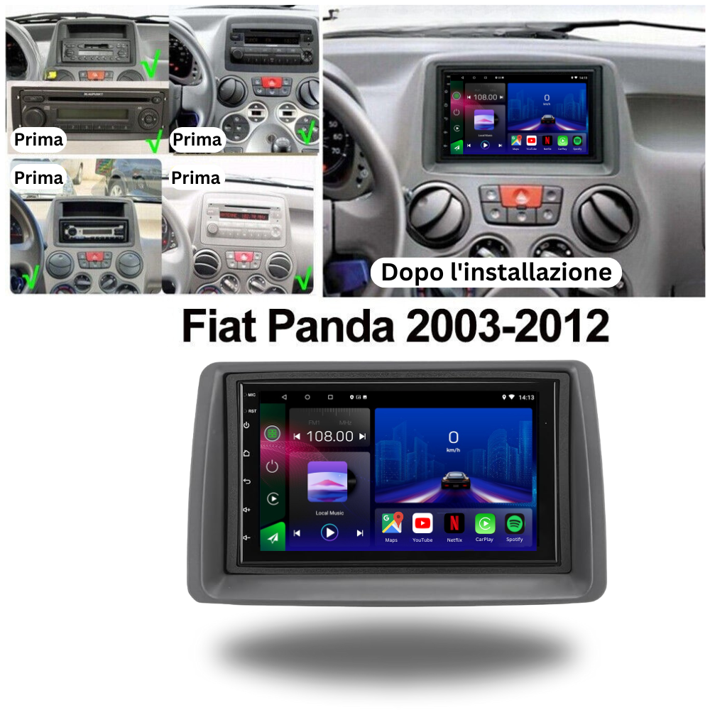 FIAT Panda | 2003-2012 | 7 pollici | Android 13 Autoradio | Apple CarPlay | Android Auto - SuonoAuto