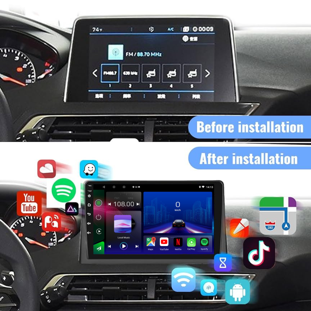 Peugeot 3008 | 4008 | 5008 | 2017-2020 | Android 13 Autoradio | Apple CarPlay | Android Auto - TechVoyage