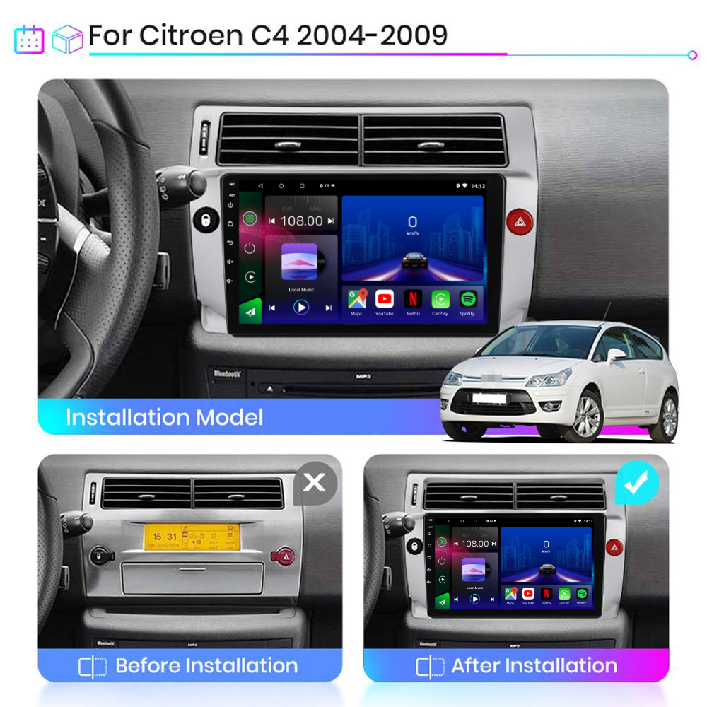 Citroen C4 | C-Triomphe | C-Quatre 2004-2009| Android 13 Autoradio | Apple CarPlay | Android Auto - TechVoyage