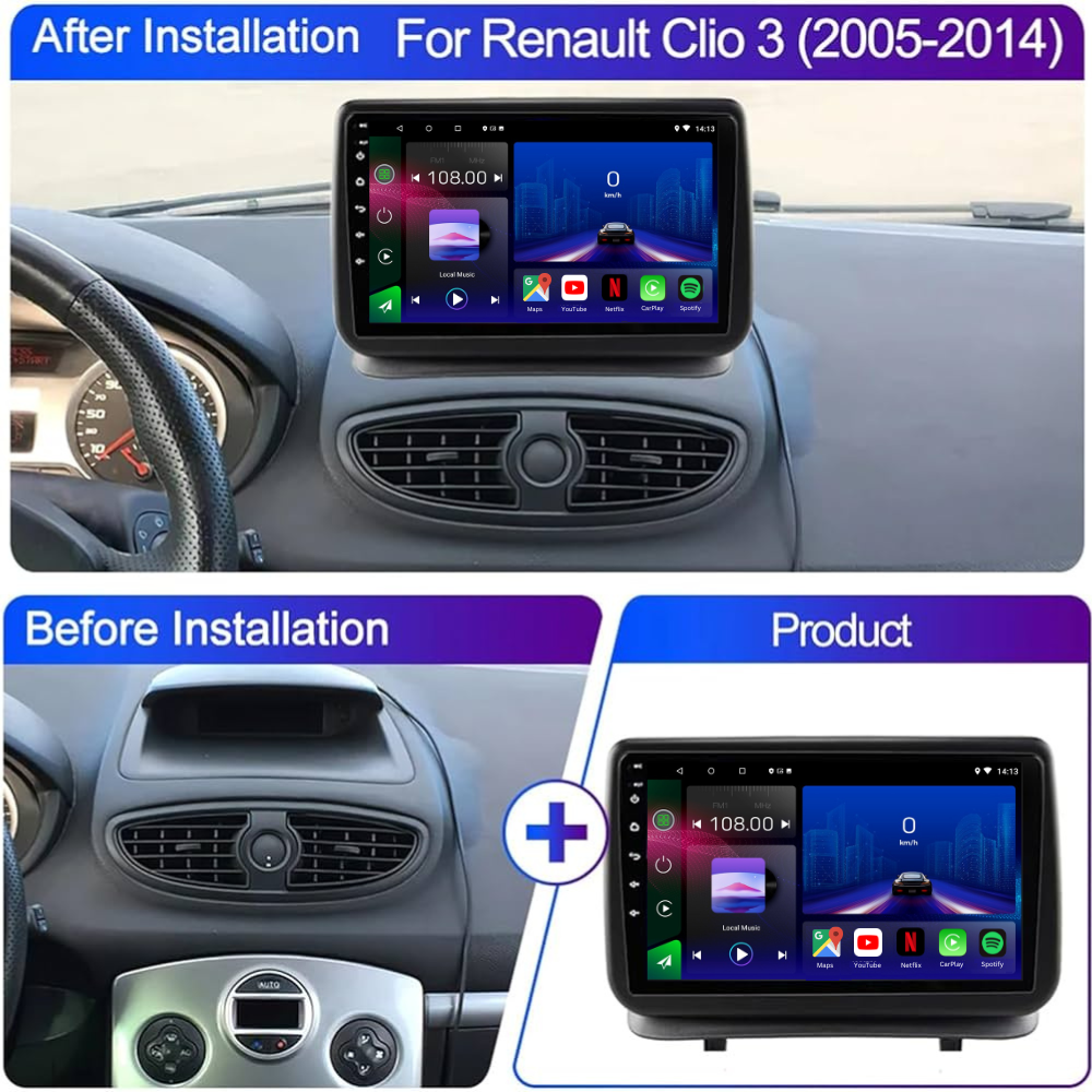 Renault Clio 3 | 2005-2014 | Android 13 Autoradio | Apple CarPlay | Android Auto - TechVoyage