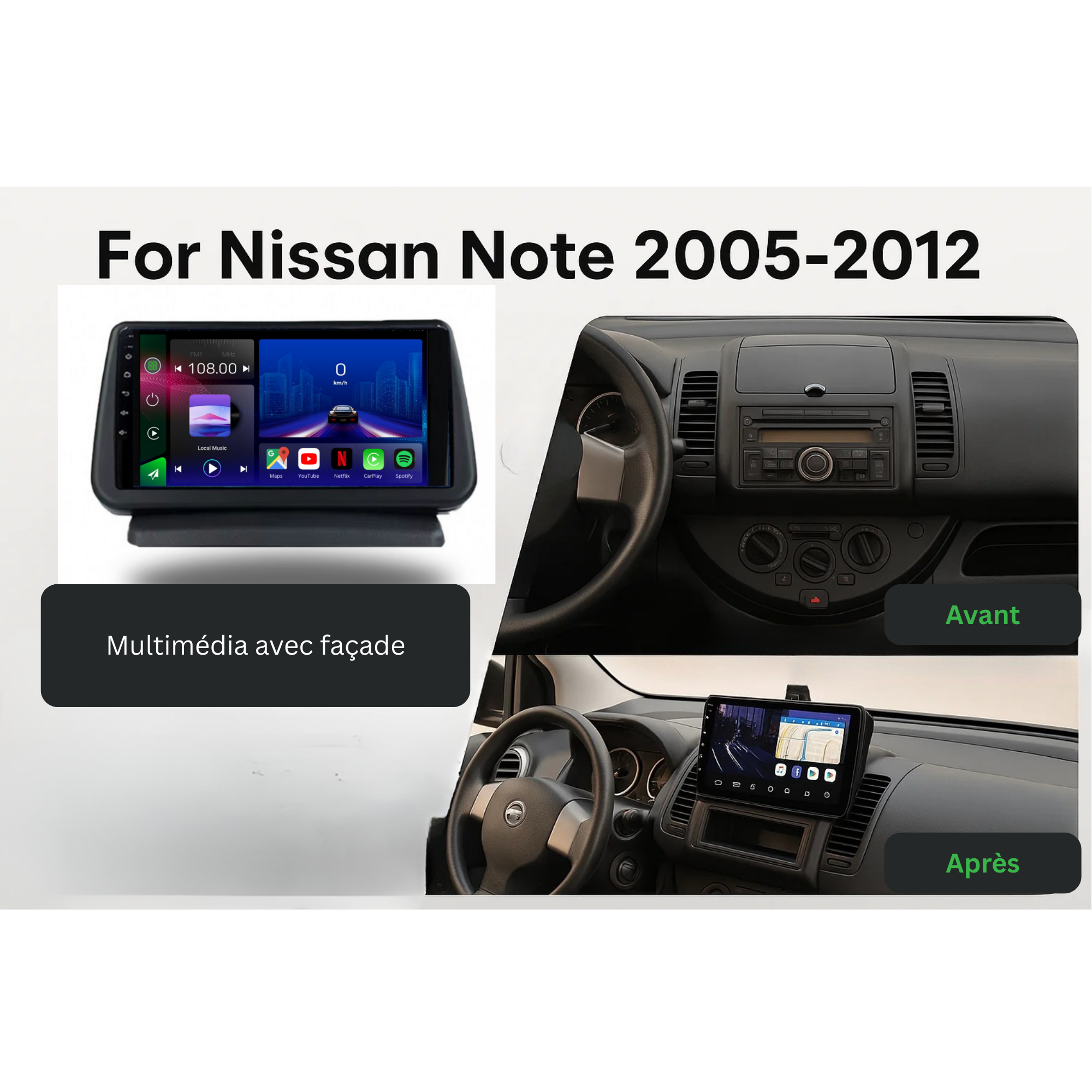Nissan Note | 2005-2012 | Android 13 Autoradio | Apple CarPlay | Android Auto - SuonoAuto